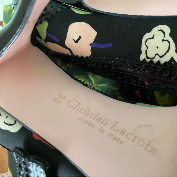 Rare♦️Christian Lacroix Floral Heels Shoes Mary Jane Pumps VTG Strap - Picture 9 of 10